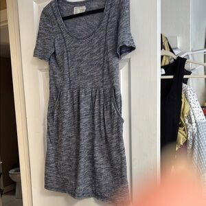 Anthropologie Blue and White Scoop Neck Midi Sundress